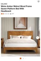 Weiss Amber Walnut Wood Frame Queen Platform Bed w/ Headboard