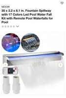 Pool Waterfall Kit w/ Remote, 35"