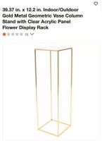 39.37" x 12.2" Indoor/Outdoor Gold Metal Vase Stand