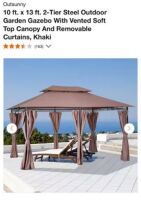 Outsunny 10' x 13' 2-Tier Steel Outdoor Garden Gazebo