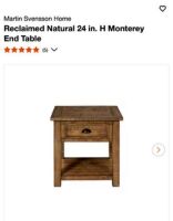 Reclaimed Natural 24" Monterey End Table