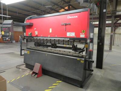 Amada 100 Ton CNC Hydraulic Press Brake Model FBD-1030E, S/N 1030367 (1992), 118 in. Bed, Amada NC9-EXII CNC Control & Back Gauge