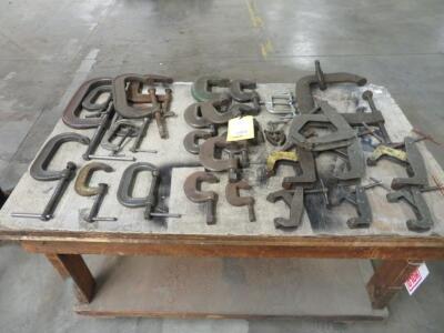 LOT: Wooden Bench with Assorted Clamps