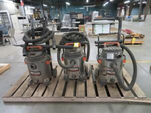 LOT: (3) Ridgid Shop Vacs