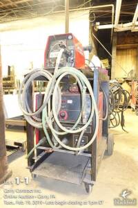 Lincoln Idealarc CV305 MIG welder with LF-72 wire feed (SN U1150107194, code # K2327-5, product # 11709), with cart, 2015