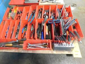 LOT: Assorted Small Hand Tools including Wrenches, Pliers, Screw & Nut Drivers, Punches, etc. on (1) Pallet