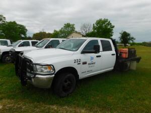 2012 Dodge Ram 3500 Heavy Duty 4x4 Crew Cab Flatbed Truck, VIN 3C7WDTCT8CG224786, 9-1/2 ft. Flatbed with Tool Boxes, 5.7 Liter Hemi Gasoline Engine, Automatic (needs transmission)