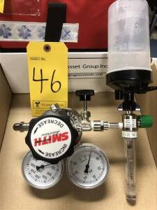 Smith Equipment Silverline O2 pressure regulator model 1MFA (20-40 L/per minute)