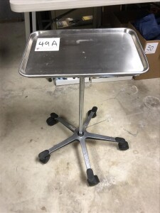 Portable adjustable stainless-steel tray cart, tray dimension 12.5 in by 19 in