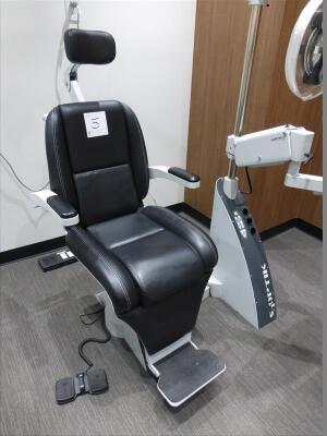 S40ptik combo chair/stand, model 2000 CD, s/n 204-2000-187 w/ slit lamp arm and refractor arm