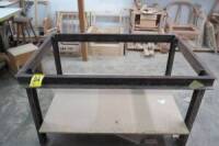 Metal frame worktable w/ wooden shelf (no content)