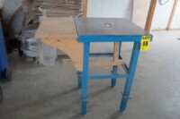 Steel workbench w/custom wood shelf attachment (no content)