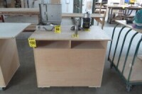 Wooden cabinet on casters size: 40x37.5x30 (no content)