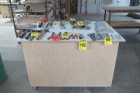 Wooden cabinet on casters w/wood top 48x35x35.5 (no content)