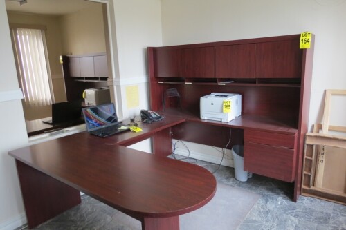 "U" shape desk with hutch
