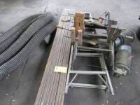 LOT: Exhoust Hoses, (2) Stretch Planks, Wood Working Clamps, Ladders, Etc.