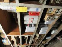 LOT: (2) Sections of Wood Shevling with Contents, Parts Drawers, Oil Filters, Air Bags, Etc.