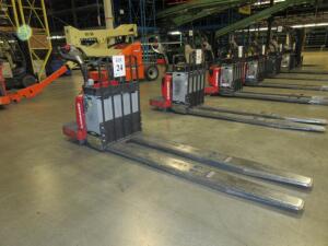 RAYMOND 8410 ELECTRIC PALLET JACK, 3730 HRS., 6000LBS., 8'FT FORKS, 24 VOLT, (BROKEN KEY), (NO. BO-19)