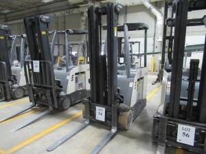 2014 CROWN RC 500 SERIES STAND UP FORKLIFT 36 VOLT MODEL RC5545-40 WITH 5500 HOURS UNIT# 200