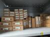 (LOT) RACK WITH CONTENTS BEARINGS, TURNOVER UNITS, PULLEYS, MOTORS, BUSHINGS, CAT PARTS - 3