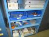 (LOT) CONTENTS OF WALL AND STORAGE CABINETS, TRANSFORMERS, CASTERS, STROBE, CROWN / CAT / RAYMOND PARTS, AIR CONTACTORS, ETC. - 9