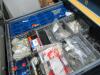 (LOT) CONTENTS OF WALL AND STORAGE CABINETS, TRANSFORMERS, CASTERS, STROBE, CROWN / CAT / RAYMOND PARTS, AIR CONTACTORS, ETC. - 15