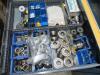 (LOT) CONTENTS OF WALL AND STORAGE CABINETS, TRANSFORMERS, CASTERS, STROBE, CROWN / CAT / RAYMOND PARTS, AIR CONTACTORS, ETC. - 17