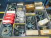 (LOT) CONTENTS OF WALL AND STORAGE CABINETS, TRANSFORMERS, CASTERS, STROBE, CROWN / CAT / RAYMOND PARTS, AIR CONTACTORS, ETC. - 25