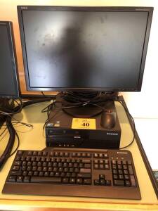 LENOVO THINKCENTRE PC W/INTEL CORE2 DUO, NEC MULTISYNC EA221WM MONITOR