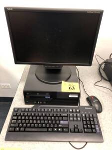 LENOVO THINKCENTRE PC W/INTEL CORE 2 DUO, NEC MULTISYNC LCD 195WXM MONITOR