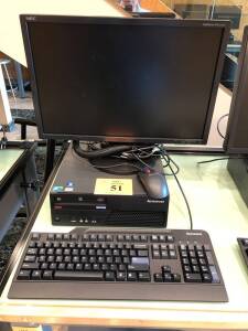 LENOVO THINKCENTRE PC W/INTEL CORE 2 DUO, NEC MULTISYNC EA221WM MONITOR