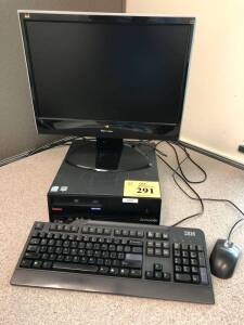 LENOVO THINKCENTRE PC W/PENTIUM DUAL CORE, VIEWSONIC VX1932WM MONITOR