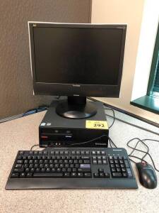 LENOVO THINKCENTRE PC W/PENTIUM DUAL CORE, VIEWSONIC VG1930WM MONITOR