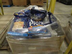 (LOT) CONTENTS OF RACKING, CAT LITTER, JIB, SAND, FORK EXTENSIONS, BOLTS, TABLES, PLASTIC ETC.