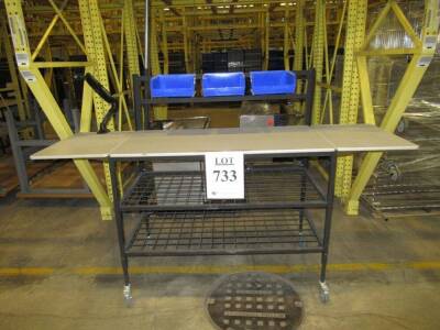 (9) MODULAR WORKSTATIONS AND (4) ULINE PACKING TABLES