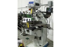 2012 MAGNUM CUT 2V VERTICAL MILLING MACHINE, 3HP, MITUTOYO 2 AXIS DRO, 60-4200 RPM, 9" X 48" TABLE, MITUTOYO AT715 LINEAR SCALE, COLLET SET, R8, S...