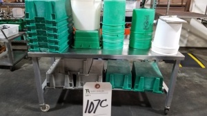 (Lot) S.S. Portable Table w/ Plastic Totes