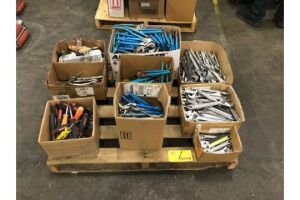 Pallet of Assorted Hand Tools to Include: Screw Drivers, Wrenches, Pliers, Etc. [Loc: Main Floor Laydown ]