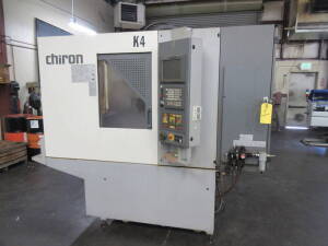 Chiron Model FZ-08W, Twin Pallet CNC Vertical Machining Center, S/N 484-51 (New 2001), (2) 22" x 12" Tables, Travels: X=450mm, Y=270mm, Z=280mm, 10,000-RPM Max. Spindle Speed, 18-Position Automatic Tool Changer, Fanuc Model 21i-M CNC Control, S/N 484-51, 
