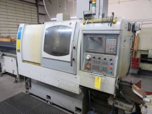 Ganesh Model Cyclone-32CS, CNC Swiss Type Twin Spindle Automatic Screw Machine, S/N CB981004 (New 2009), 1" Max. Bar Dia., 7.5-HP Spindle Drive, 6,000-RPM Max. Spindle Speed, 13" X-Axis, 10.63" Z-Axis, Fanuc Model 10H CNC Control, Edge Model Patriot 338 A