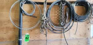 Steel rack and assorted steel wire and chain