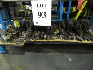 (LOT) ASSORTED TOOL HOLDERS, JAWS, DRILLS AND 3 JAW CHUCKS (TABLES NOT INCLUDED)