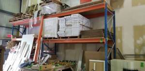 2 sections of industrial racking including 3x 12' uprights, 8x 12' beams, 8x8' beams (no contents)