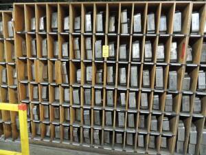 LOT: (83) Bins Of Steel Envelope Dies, Cab 2 ( Bin 84 To 167)