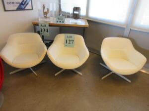 LOT (4) WHITE SWIVEL LOUNGE ARMCHAIRS