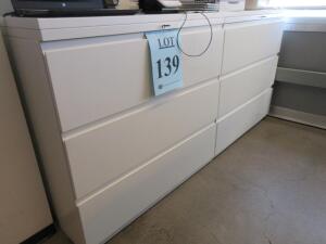 LOT (2) HAWORTH 3-DRAWER LATERAL FILES WITH WOOD TOP