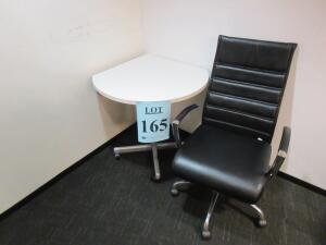 LOT HAWORTH TEAR DROP TABLE AND BLACK OFFICE CHAIR