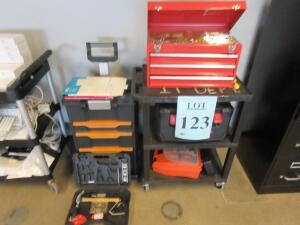 LOT ASST'D TOOLS WITH TOOL BOXES AND ROLLING CART