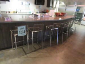 LOT 40" ROUND BAR TABLE WITH (2) ACRYLIC/METAL BAR STOOLS