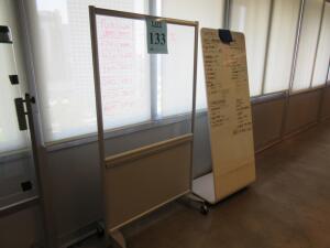 LOT (1) MOBIL CLEAR GLASS WHITEBOARD, AND (1) ROLLING WHITEBOARD